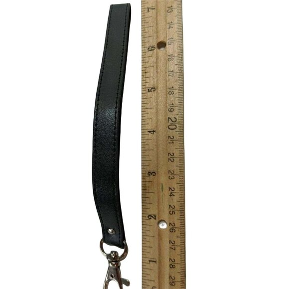 Black Faux Leather Wrist Strap Keychain With Metal Clasp A327 - Picture 2 of 3